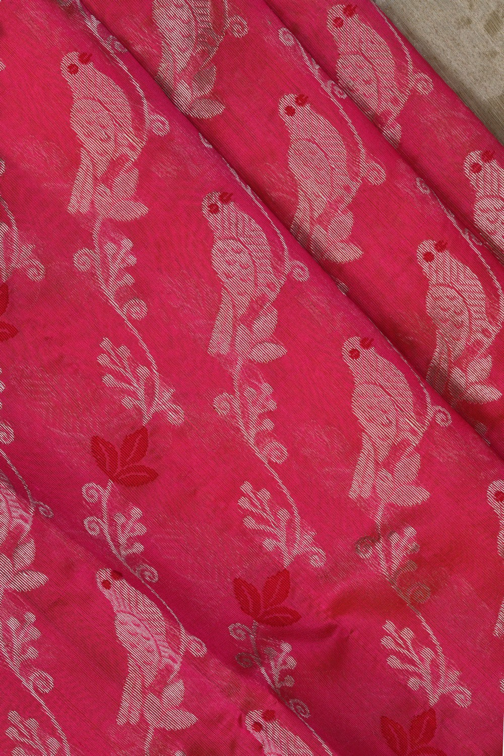 Image of Chanderi Brocade Fuchsia Pink Saree