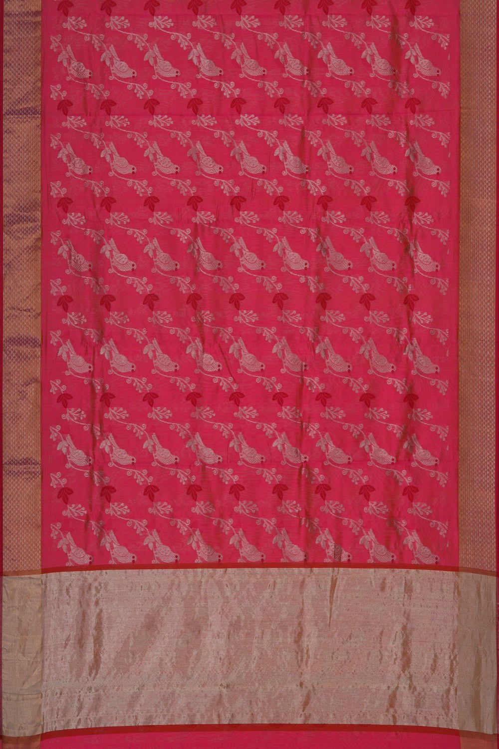 Image of Chanderi Brocade Fuchsia Pink Saree