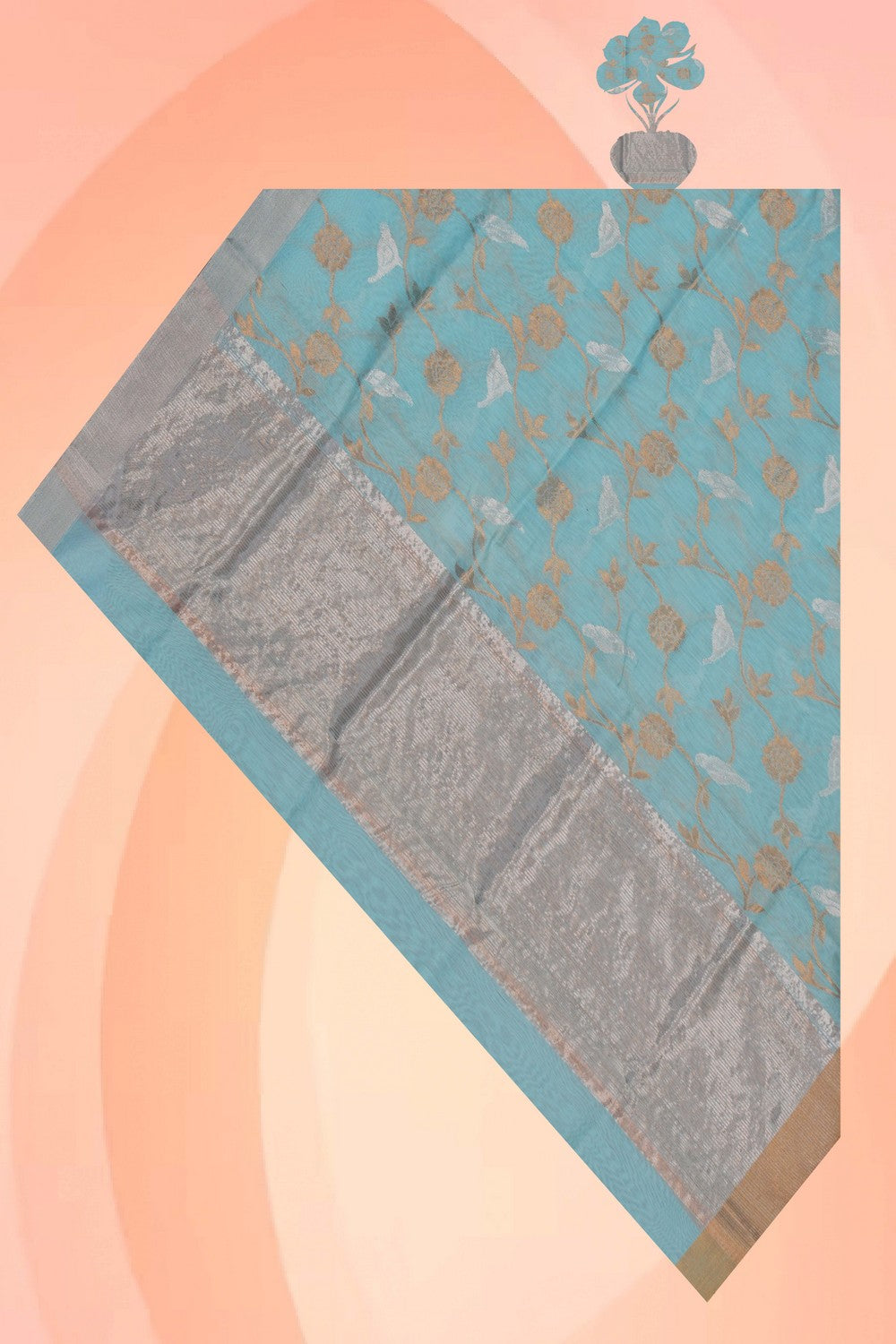 Image of Chanderi Aqua Blue Dupatta