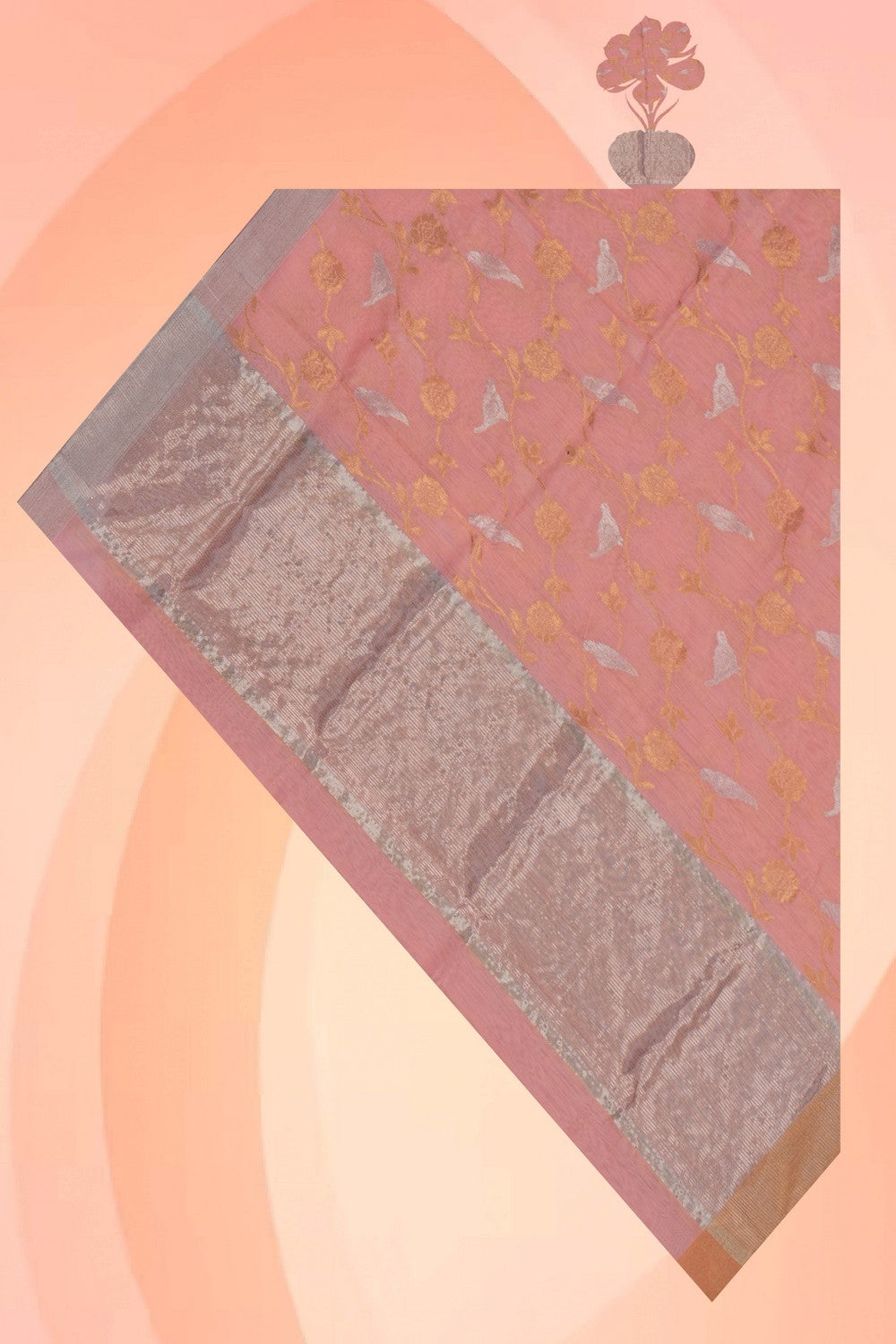 Image of Chanderi Coral Pink Dupatta