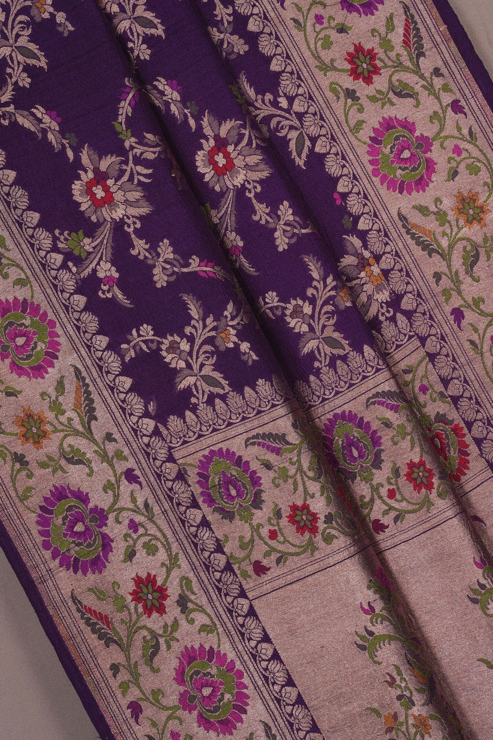 Image of Banarasi Tussar Silk Purple Saree