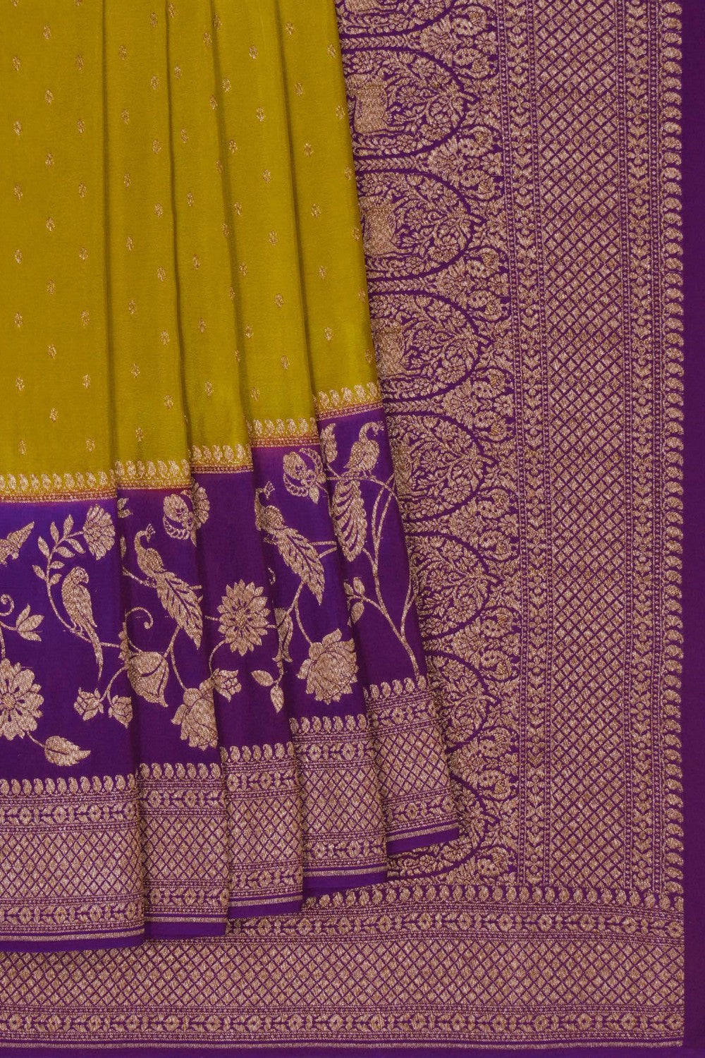 Image of Banarasi Crepe Spring Green Saree