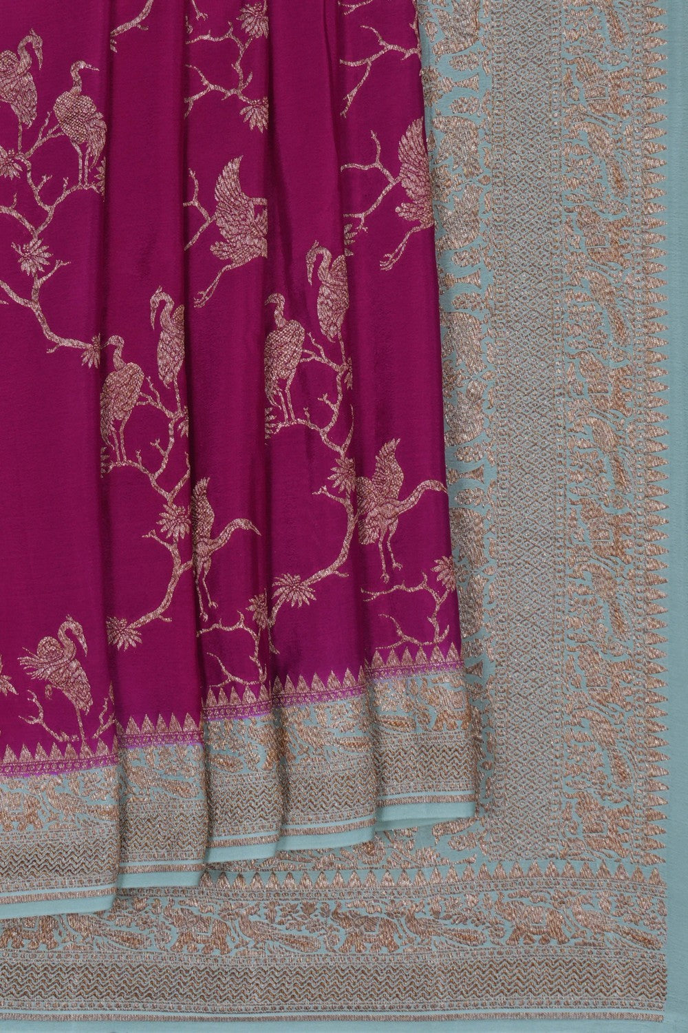 Image of Banarasi Crepe Magenta-Pink Saree