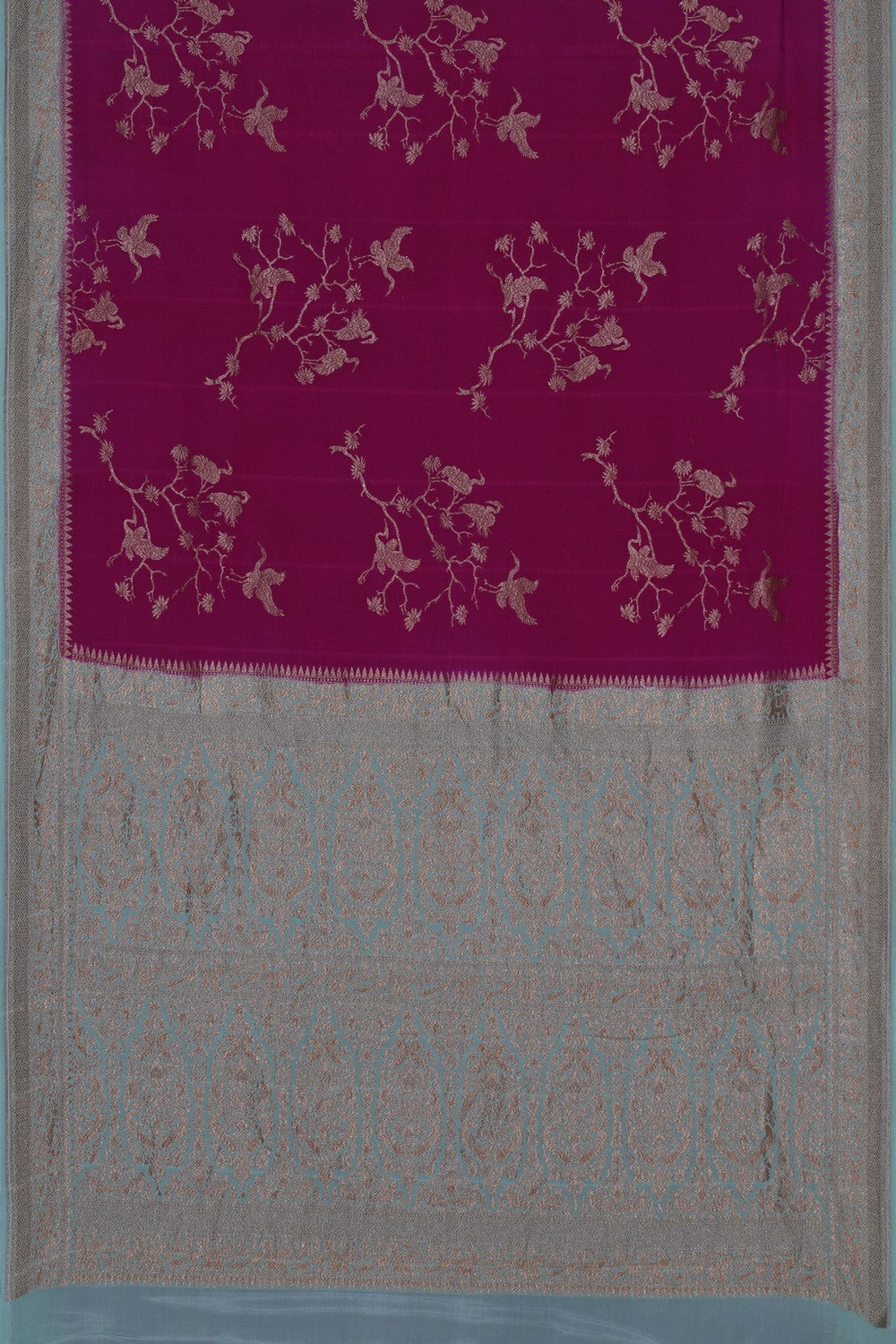 Image of Banarasi Crepe Magenta-Pink Saree