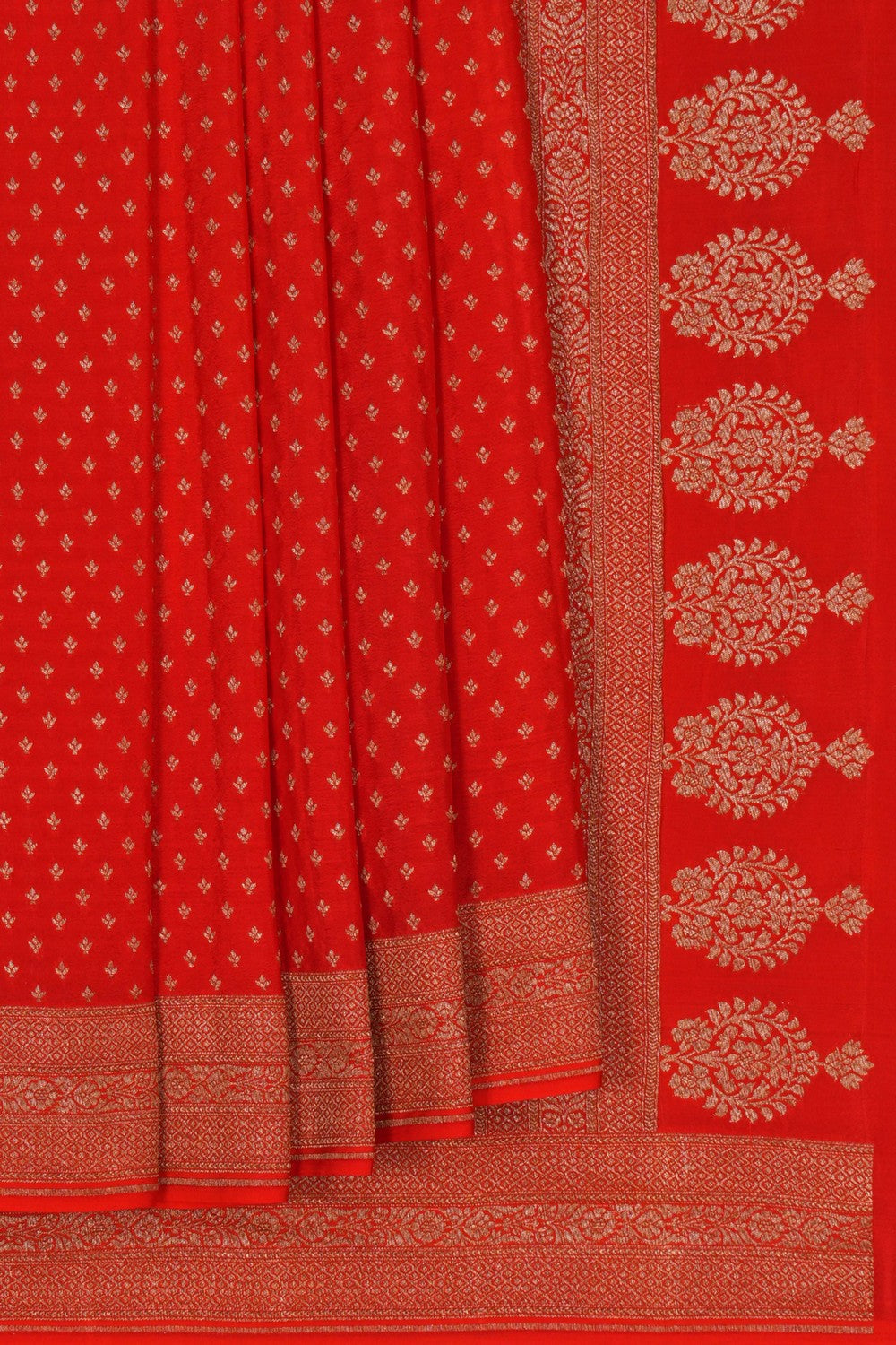 Image of Banarasi Crepe Orange Saree