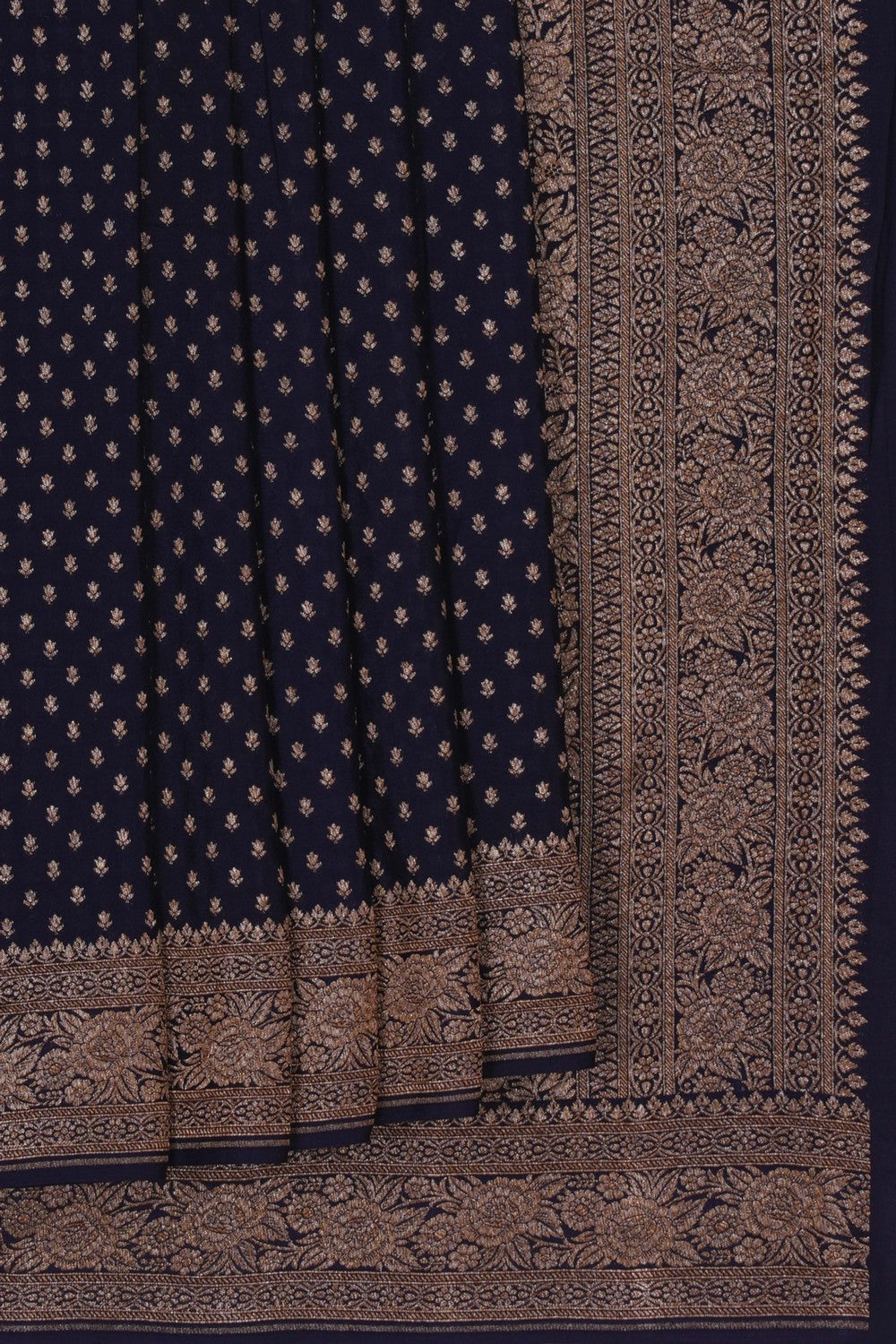 Image of Banarasi Crepe Navy Blue Saree