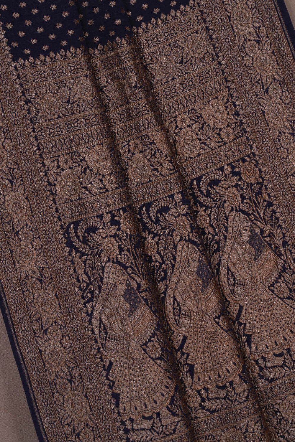 Image of Banarasi Crepe Navy Blue Saree