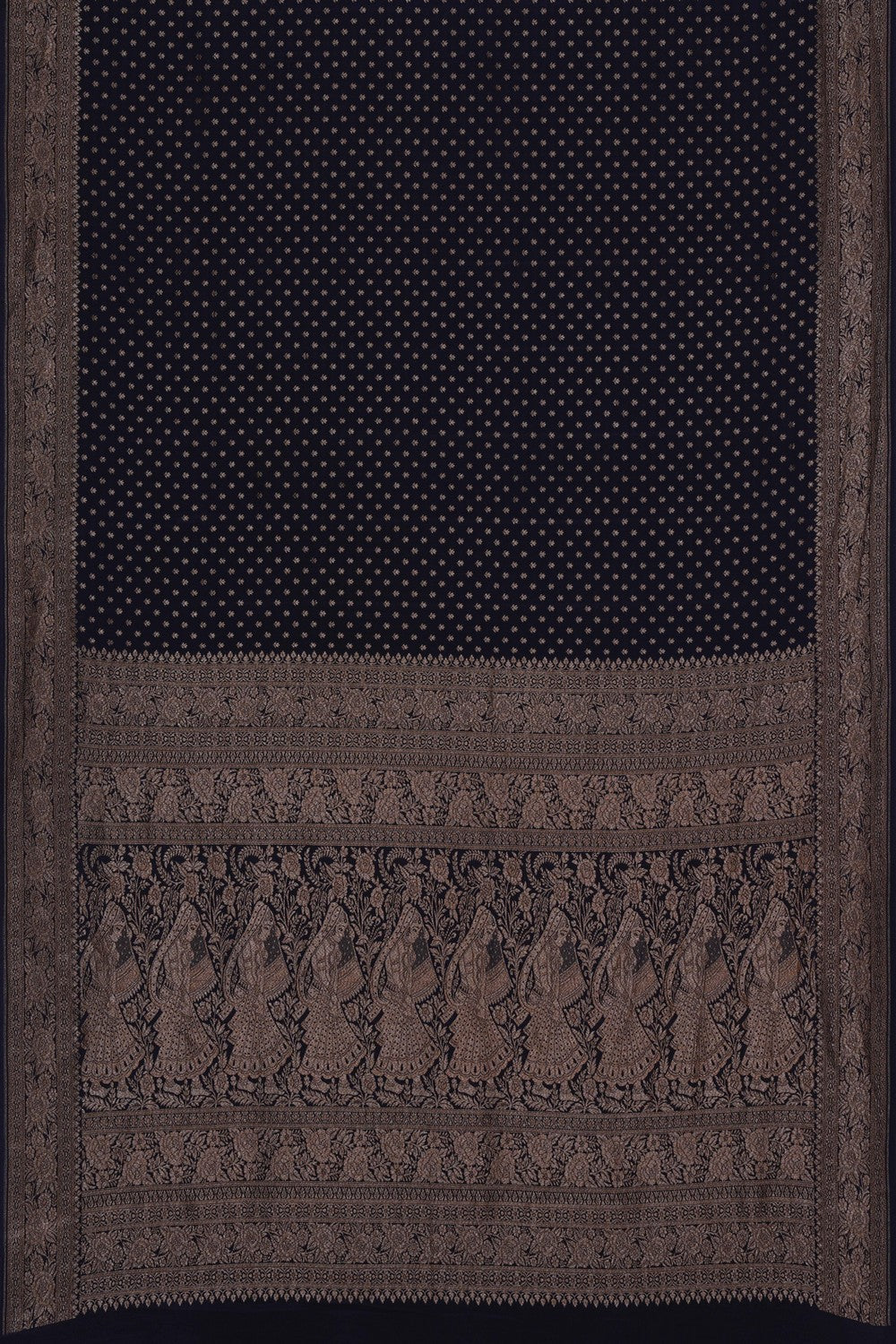 Image of Banarasi Crepe Navy Blue Saree