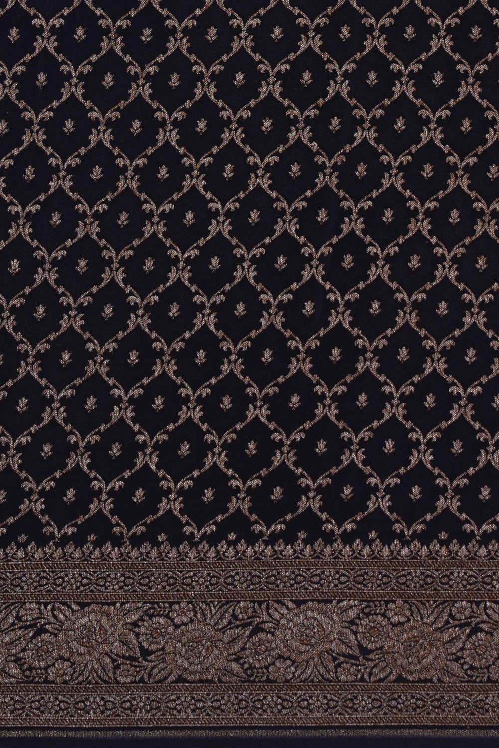 Image of Banarasi Crepe Navy Blue Saree