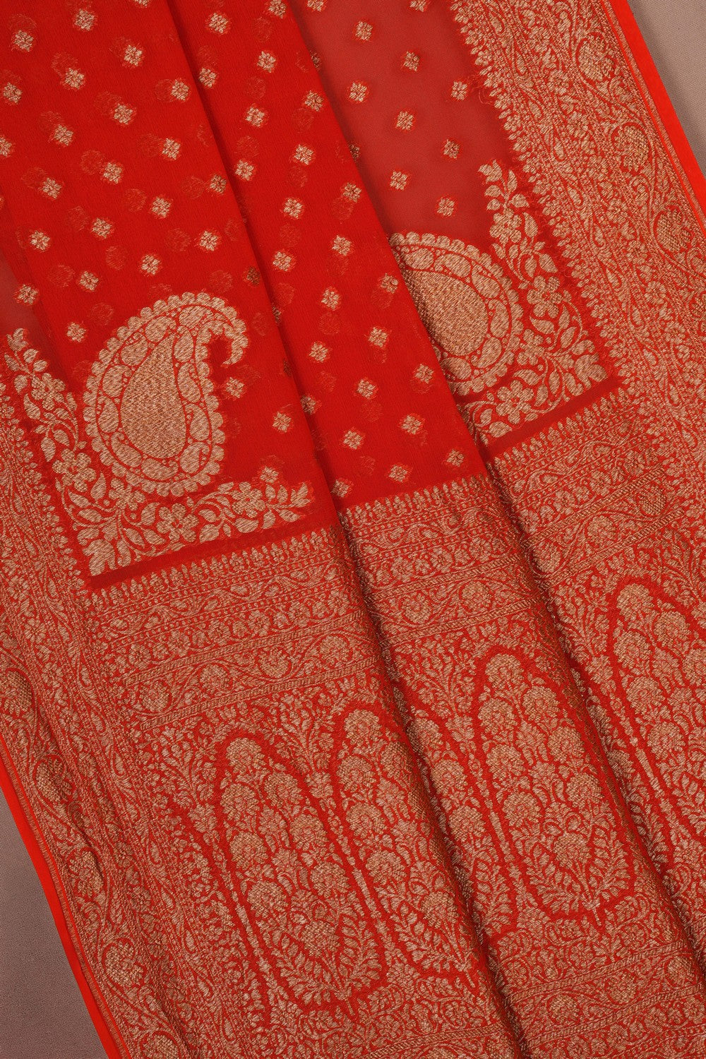 Image of Banarasi Georgette Orange Saree