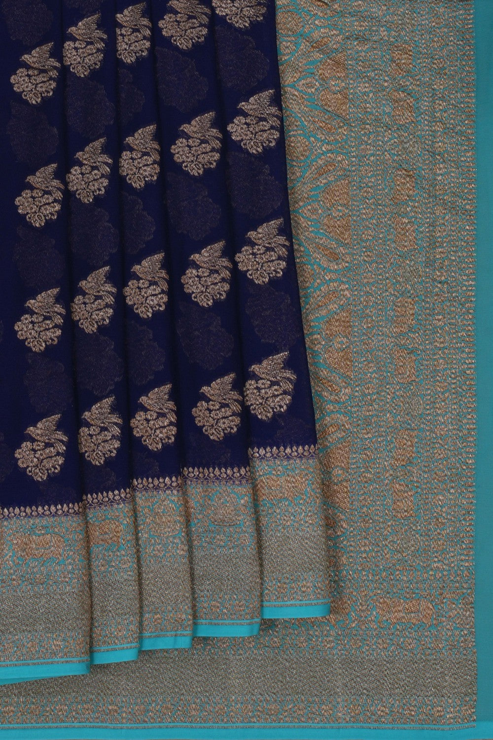 Image of Banarasi Georgette Indigo Blue Saree