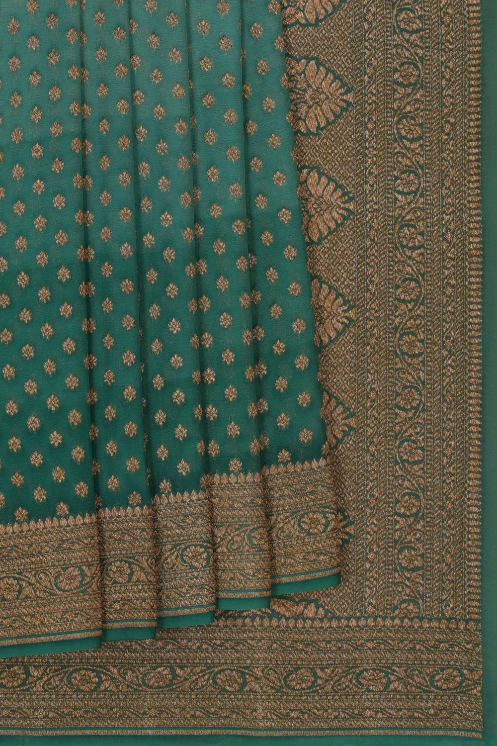 Image of Banarasi Georgette Aqua Green Saree