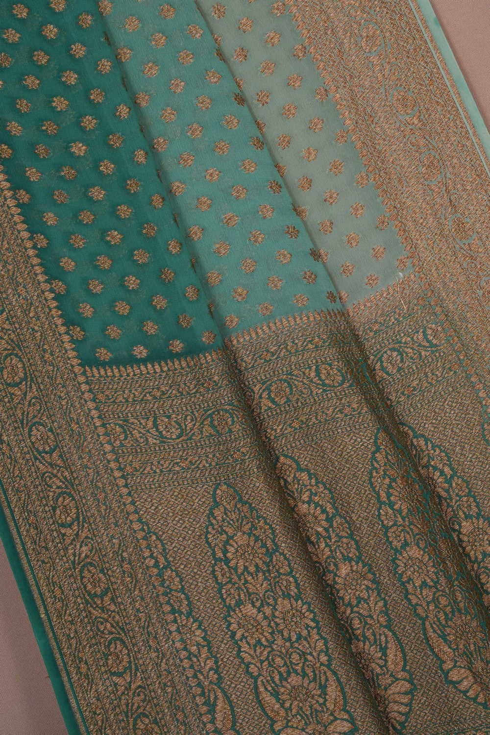 Image of Banarasi Georgette Aqua Green Saree