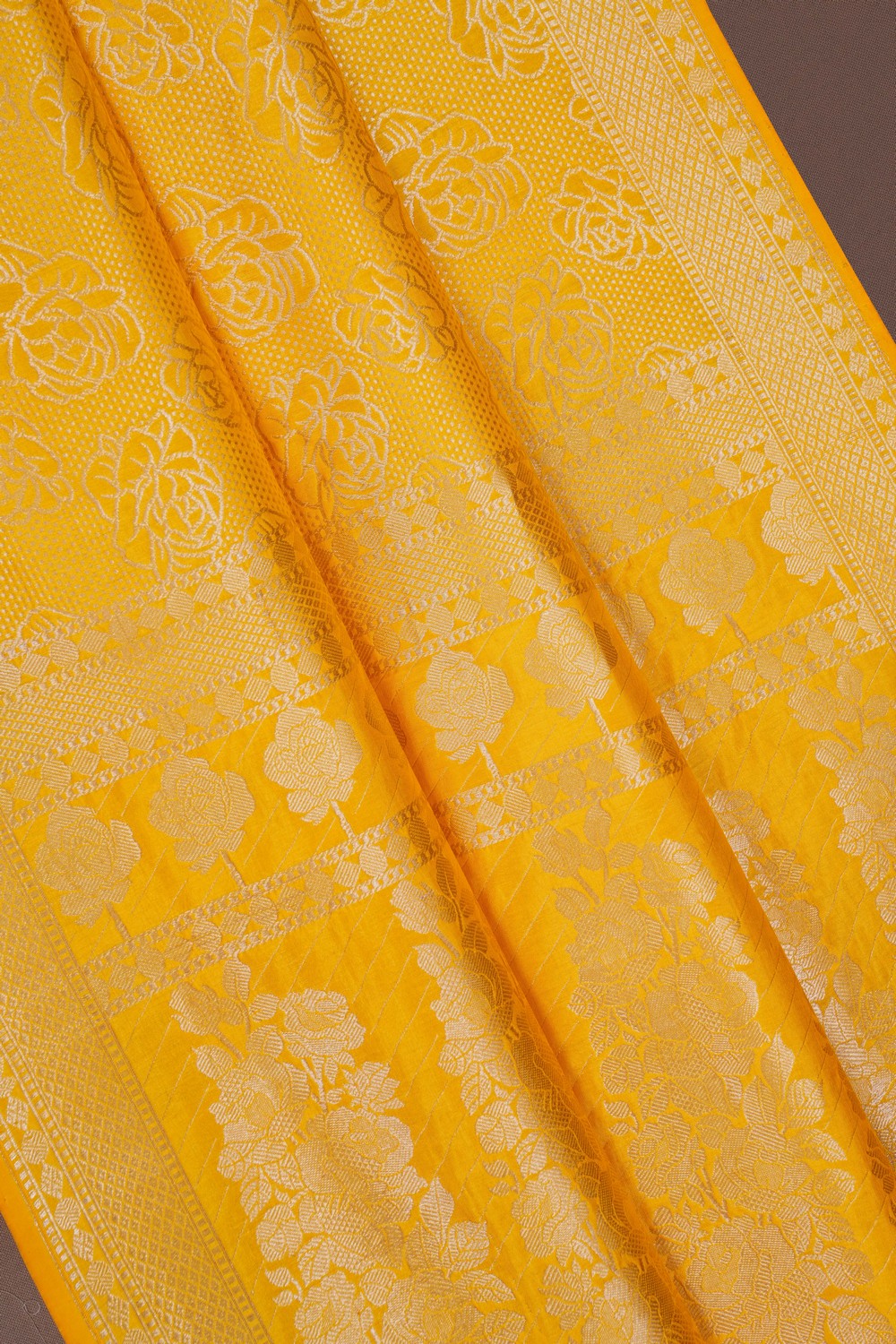 Image of Banarasi Brocade Yellow Saree