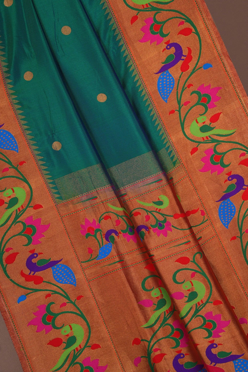 Image of Paithani Silk Teal Green Saree
