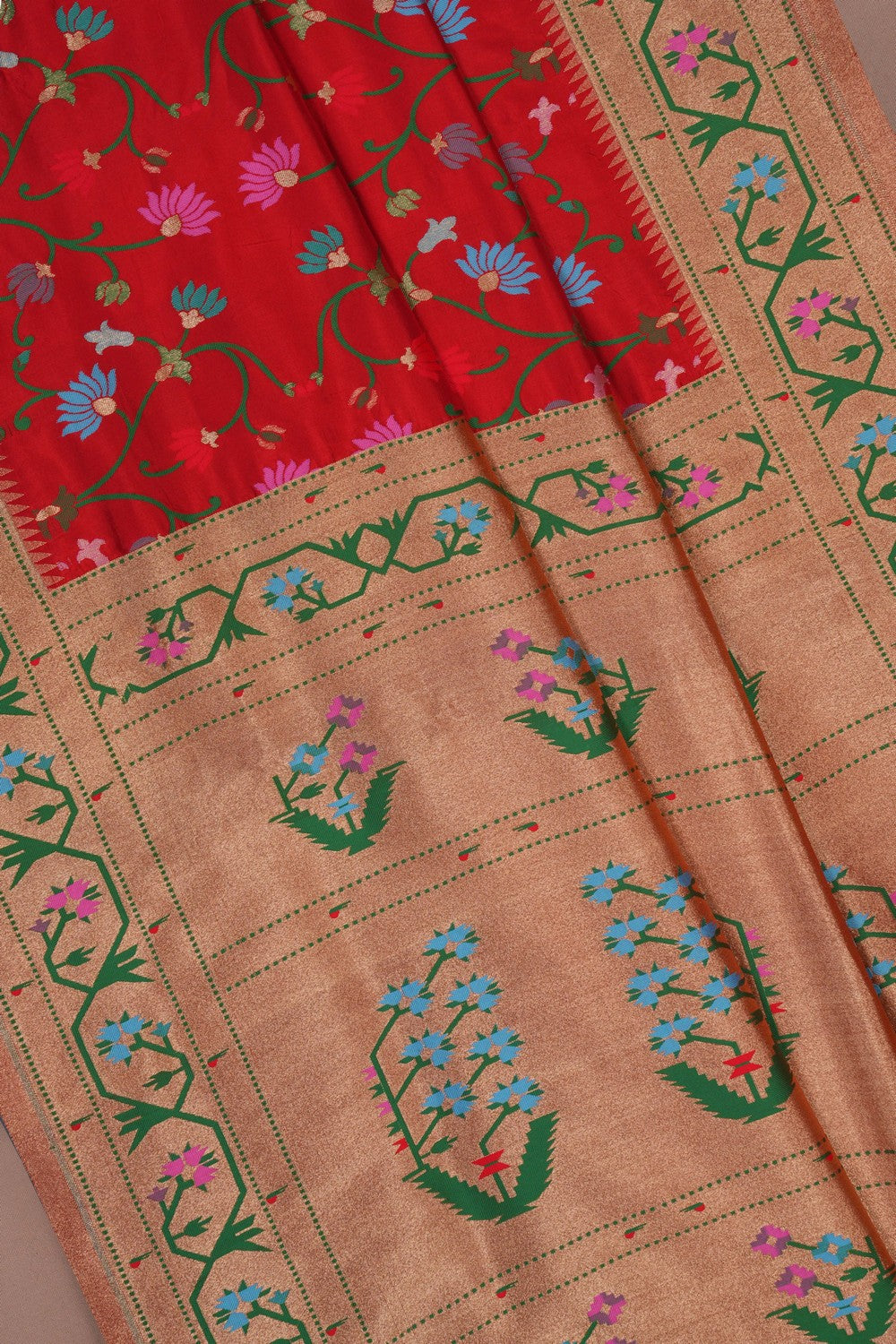 Image of Paithani Silk Red Saree