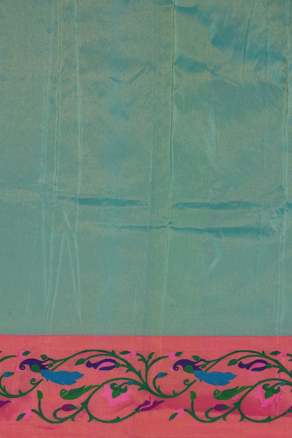 Image of Paithani Silk Turquoise-Green Saree