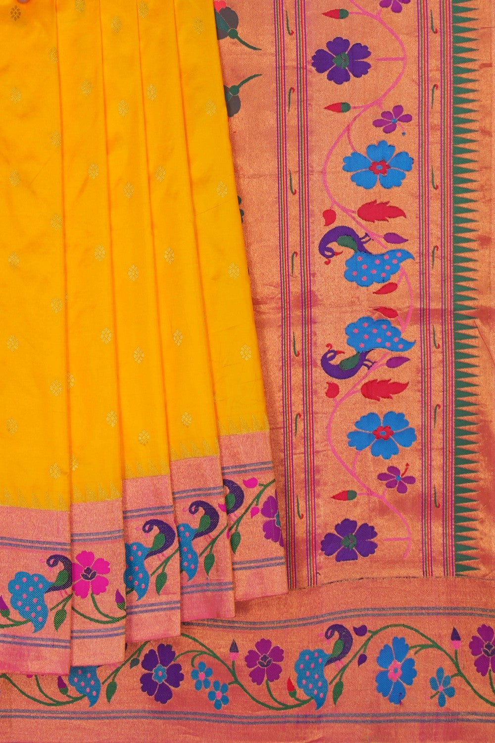 Image of Paithani Silk Yellow Saree