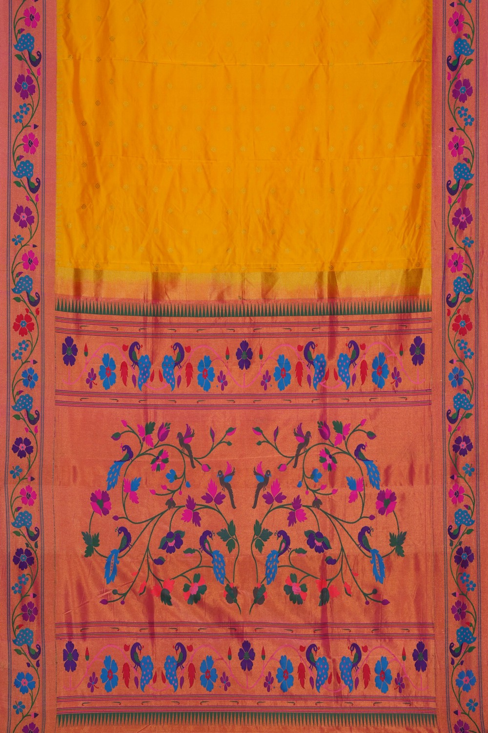 Image of Paithani Silk Yellow Saree