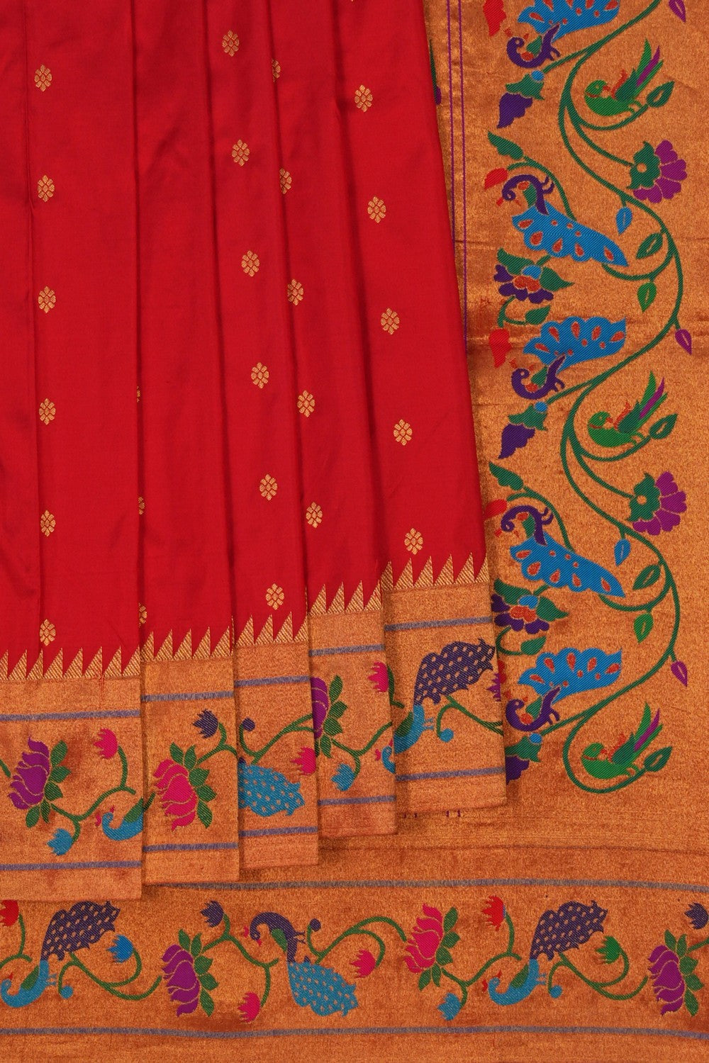 Image of Paithani Silk Red Saree