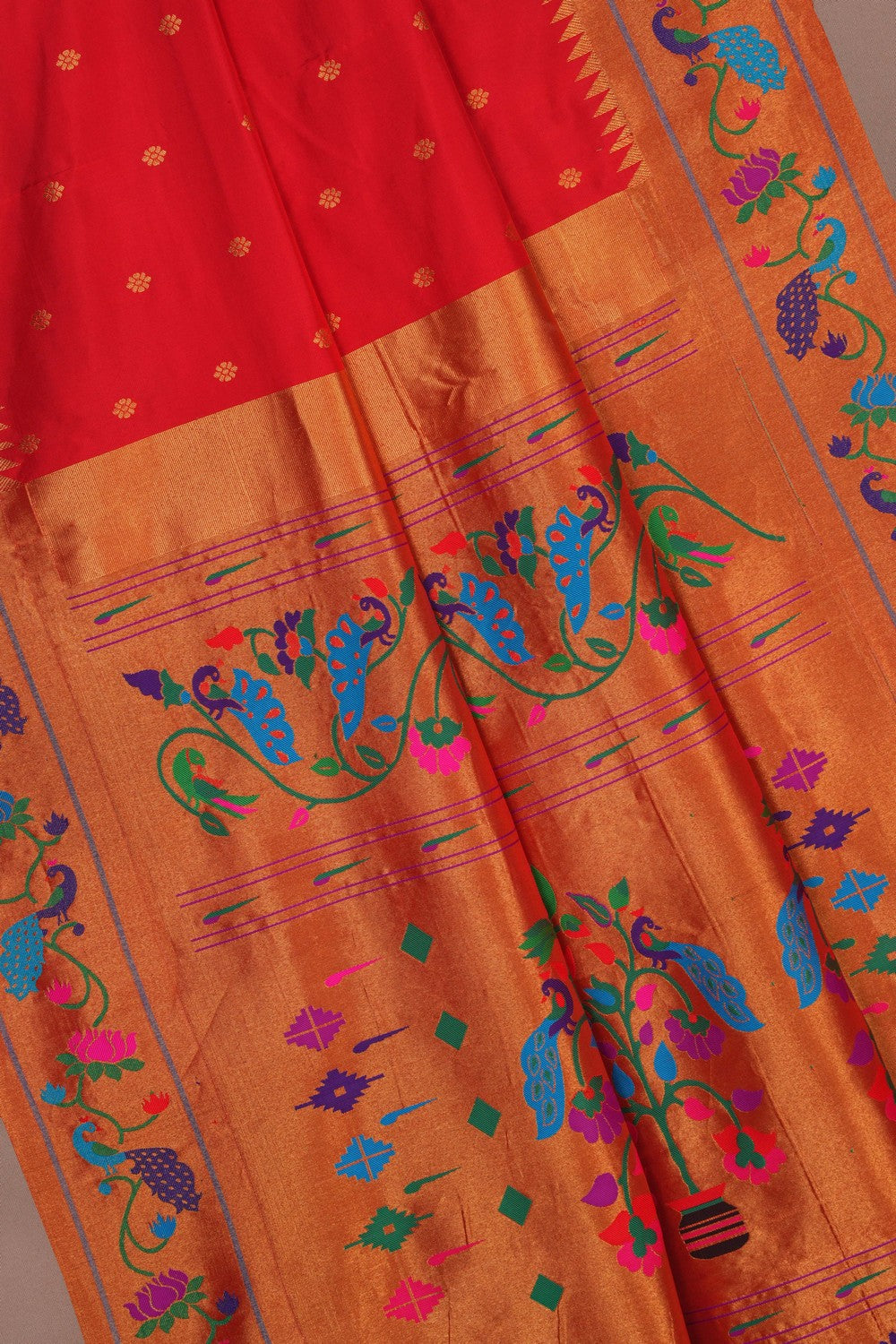 Image of Paithani Silk Red Saree