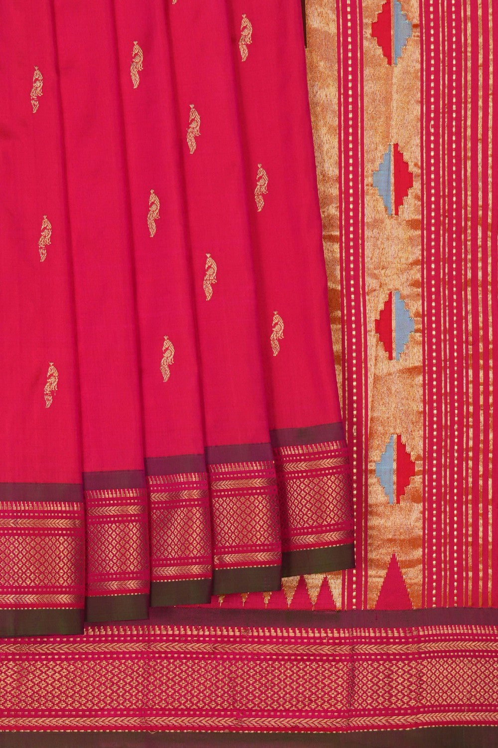 Image of Paithani Silk Fuchsia Pink Saree