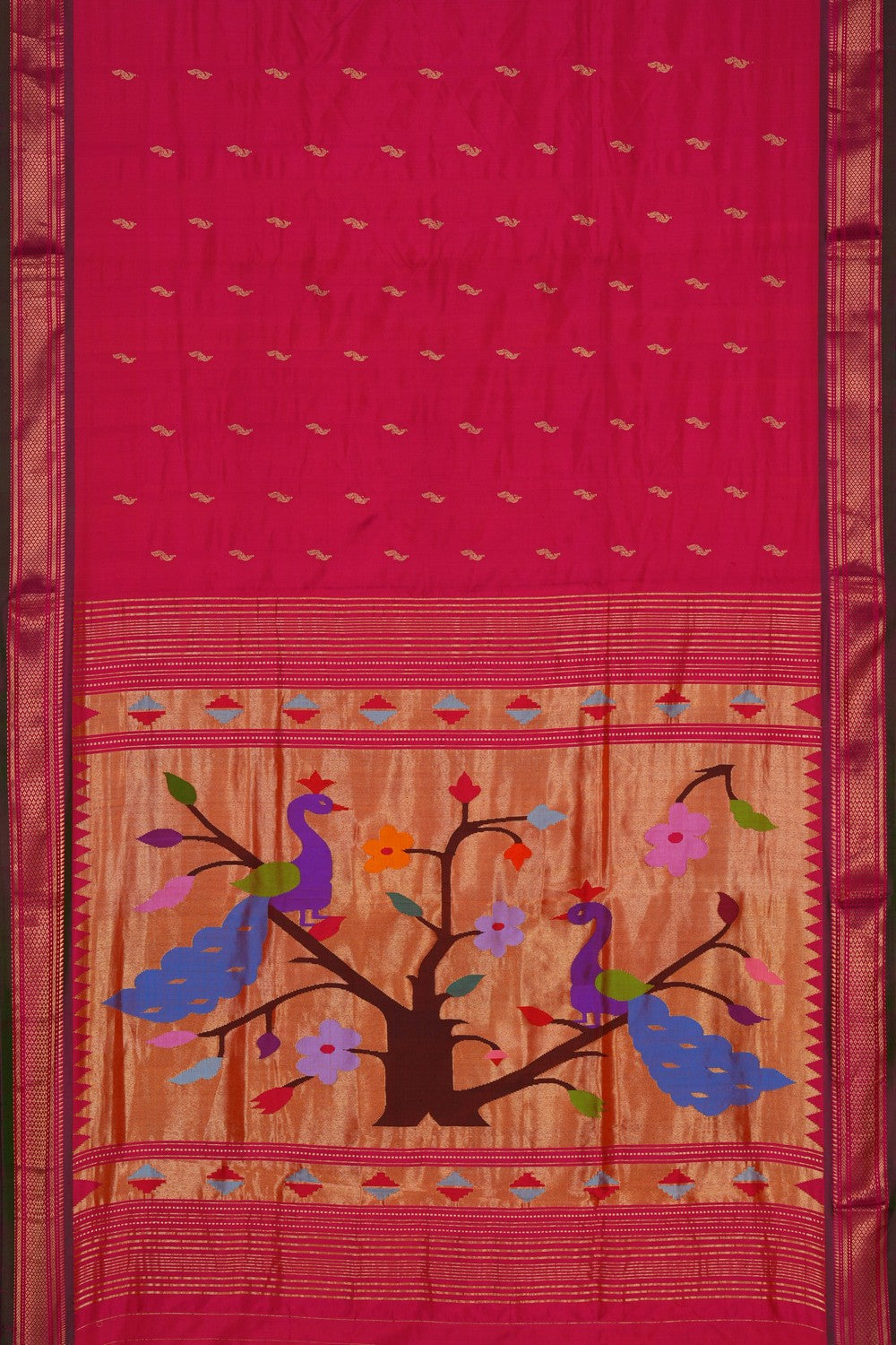 Image of Paithani Silk Fuchsia Pink Saree