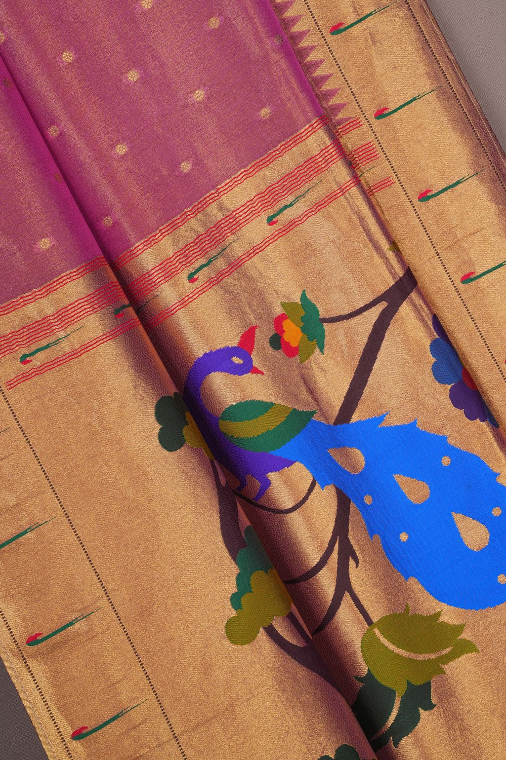 Image of Paithani Shimmering Silk Pink Saree