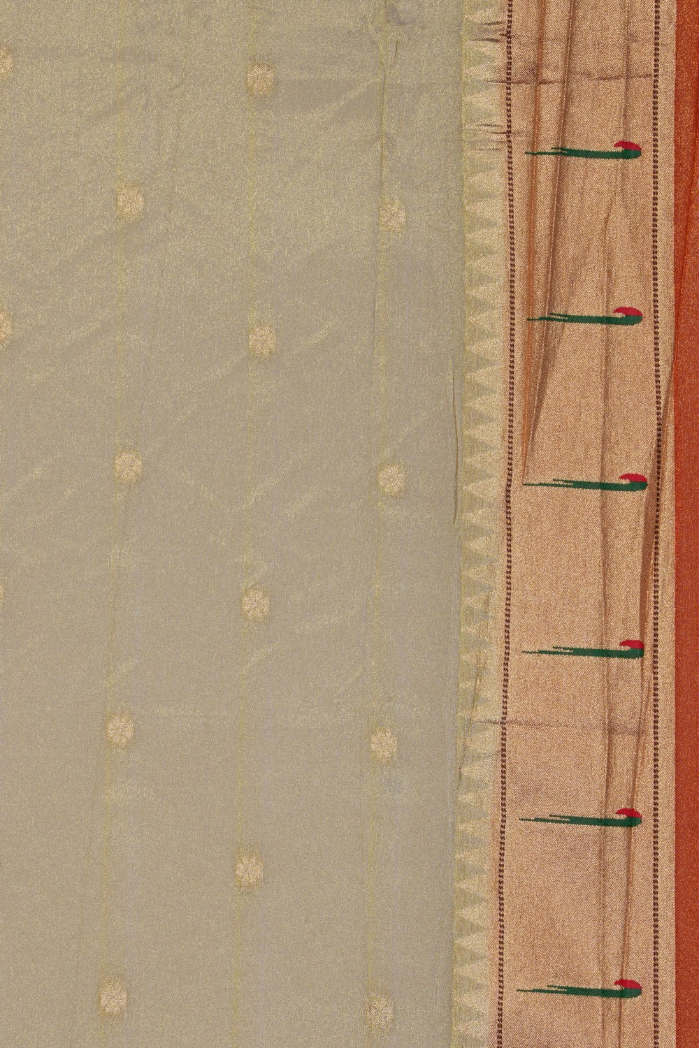 Image of Paithani Shimmering Silk Off-White Saree