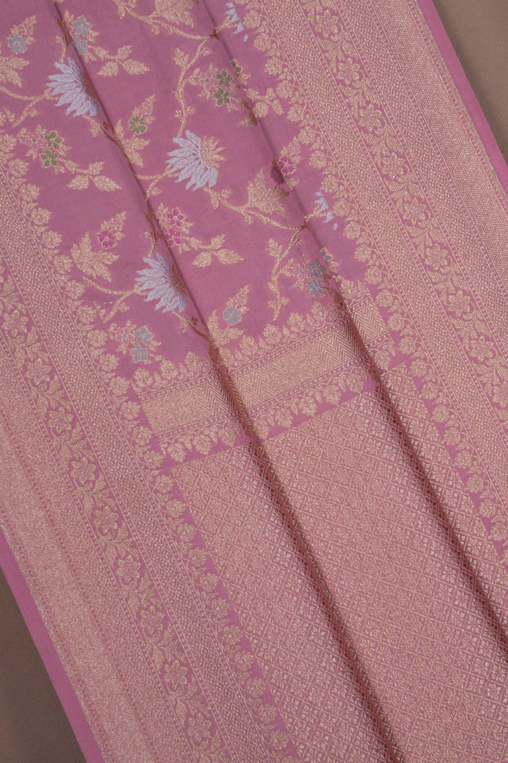 Image of Banarasi Brocade Silk Pink Saree