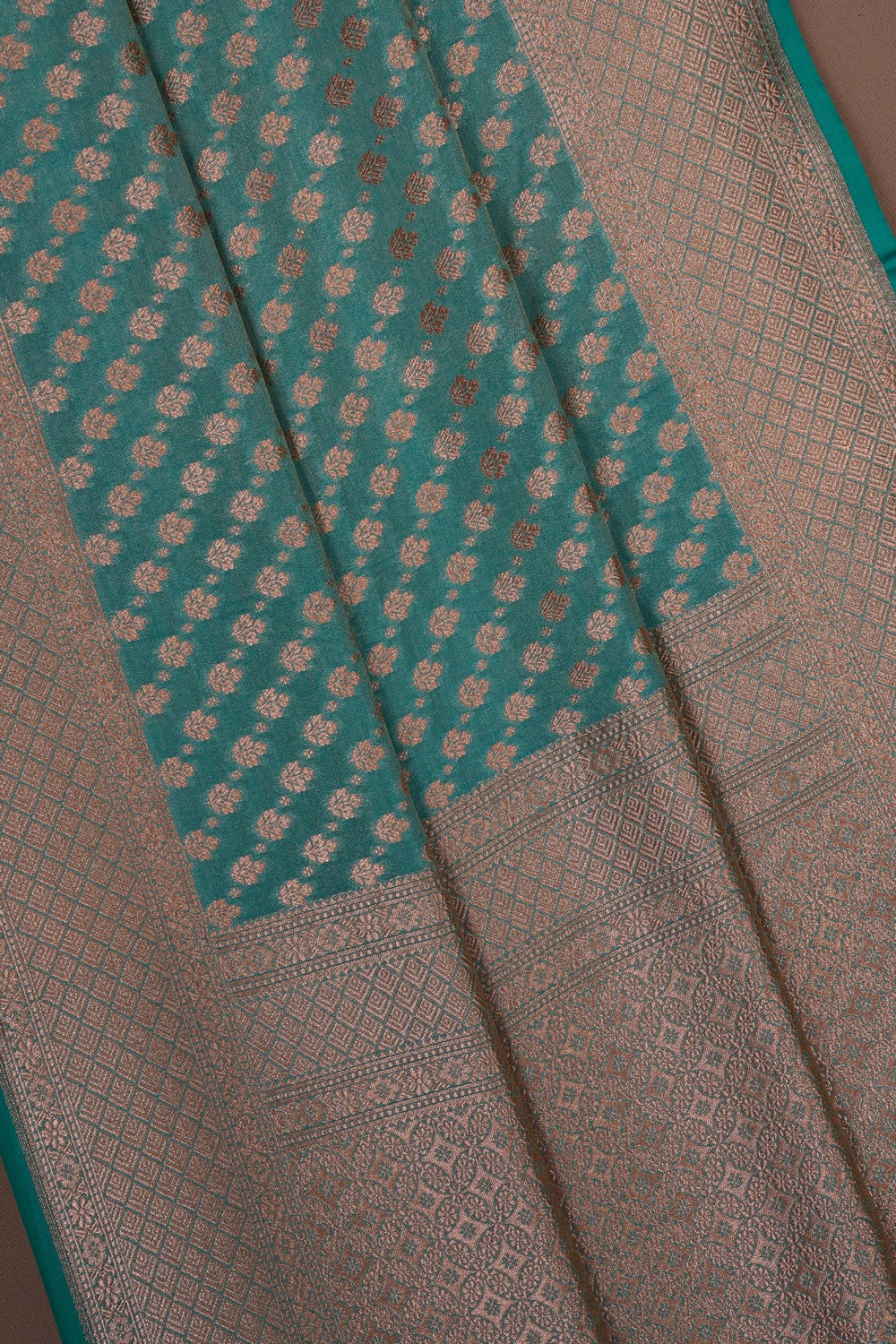 Image of Banarasi Brocade Silk Sea Blue Saree