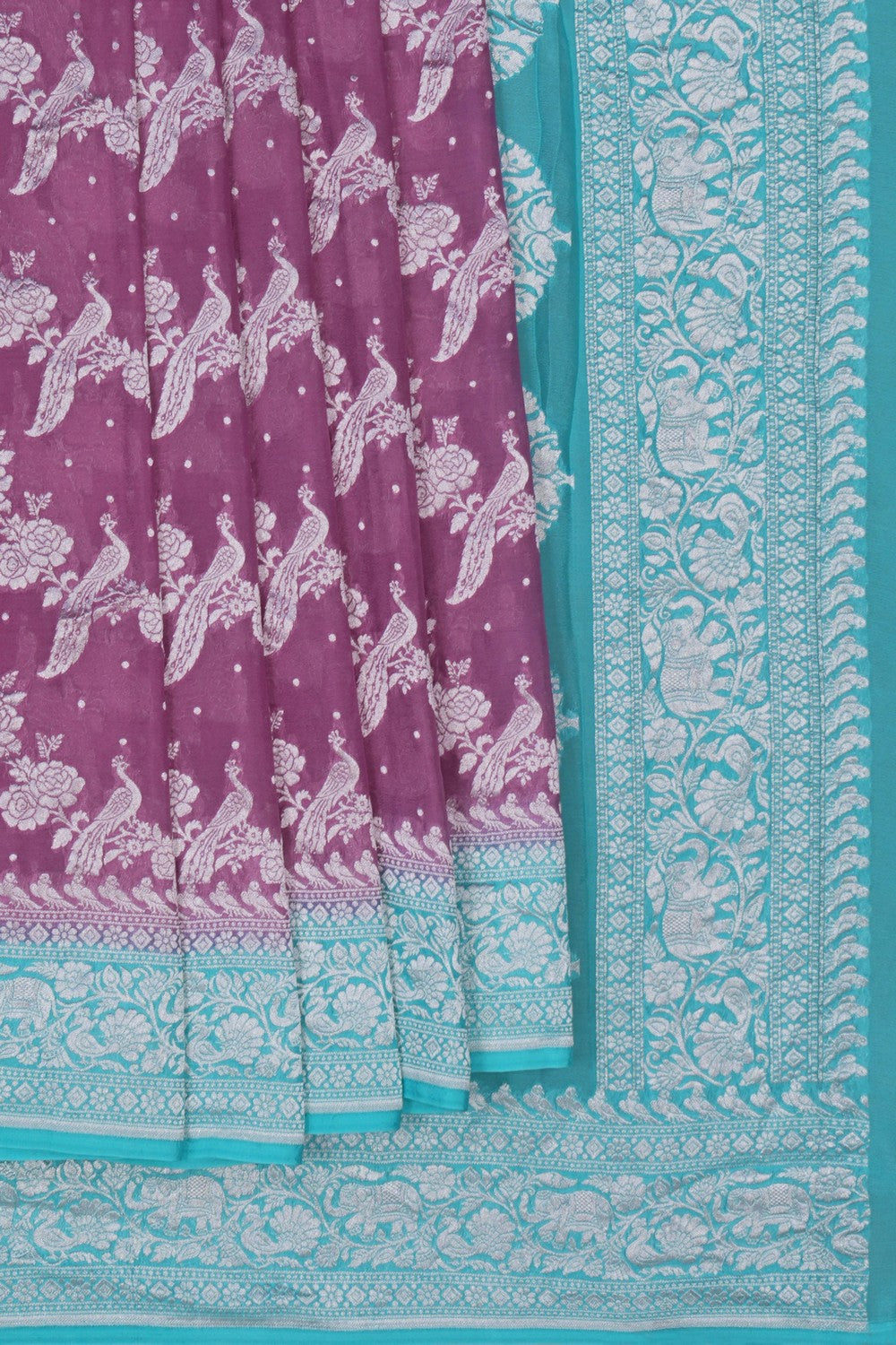 Image of Banarasi Georgette Purple Saree