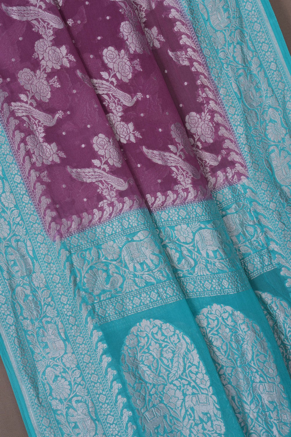 Image of Banarasi Georgette Purple Saree