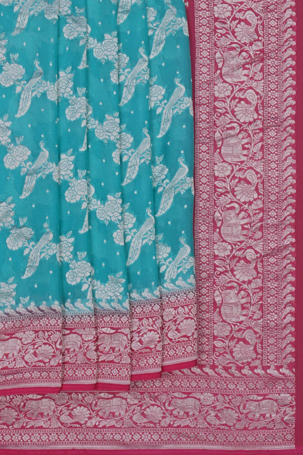 Image of Banarasi Georgette Sea Green Saree