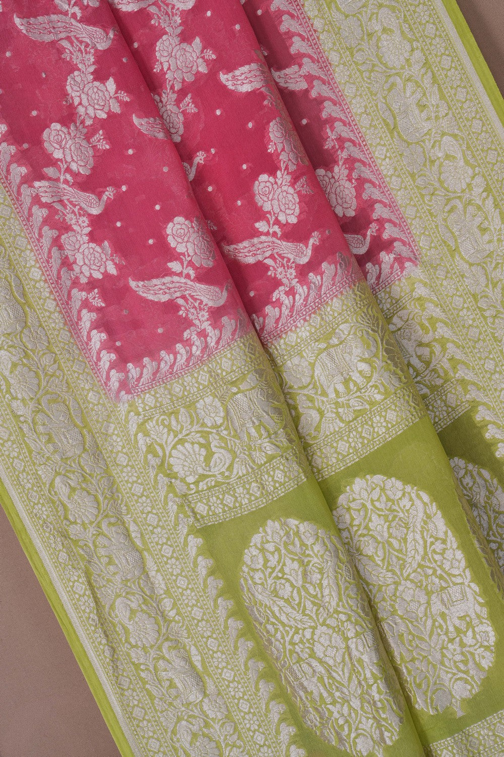 Image of Banarasi Georgette Pink Saree