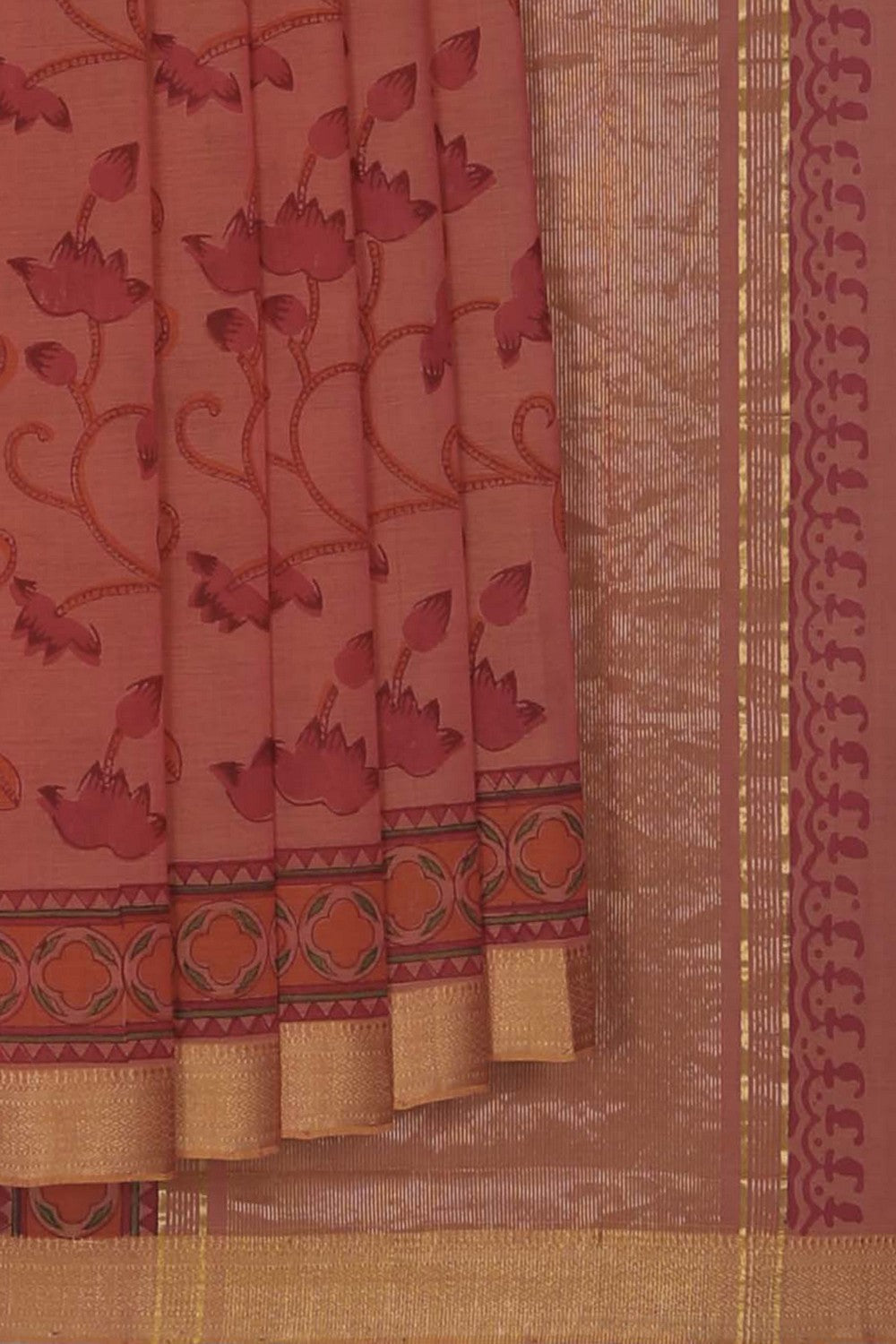 Image of Mangalgiri Cotton Peach Saree