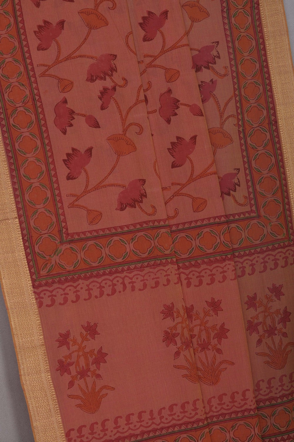 Image of Mangalgiri Cotton Peach Saree