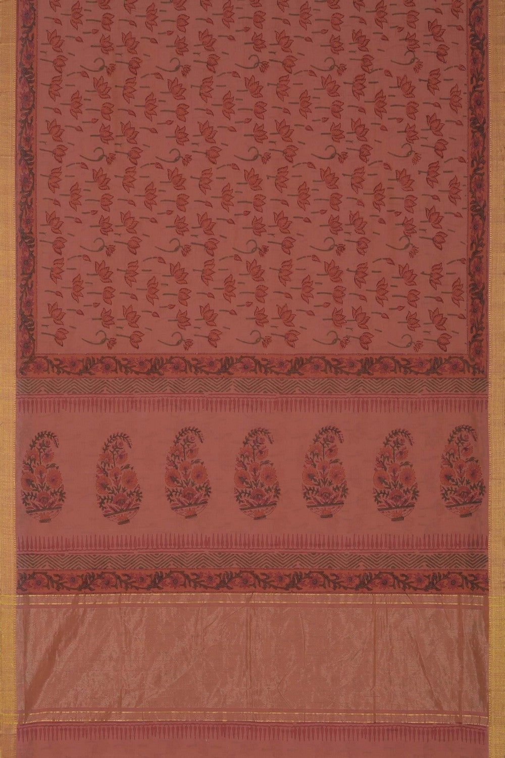 Image of Mangalgiri Cotton Coral Orange Saree