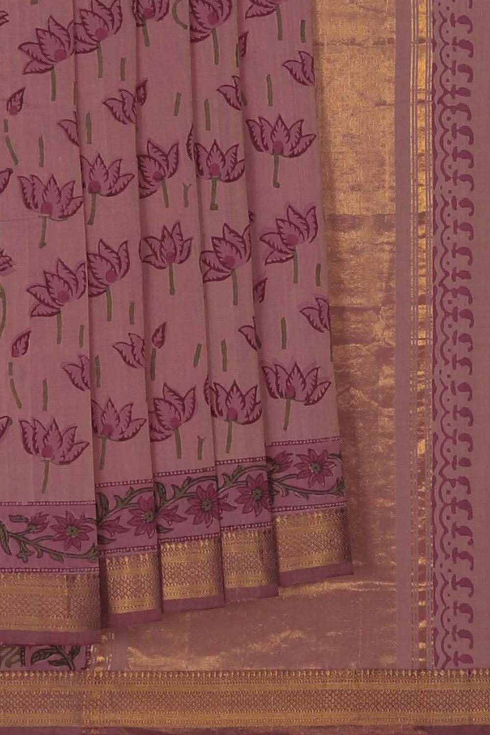Image of Mangalgiri Cotton Pink Saree