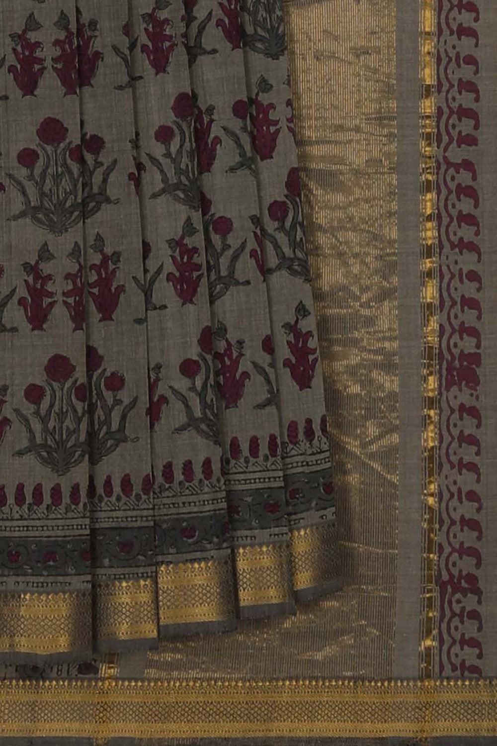 Image of Mangalgiri Cotton Grey Saree
