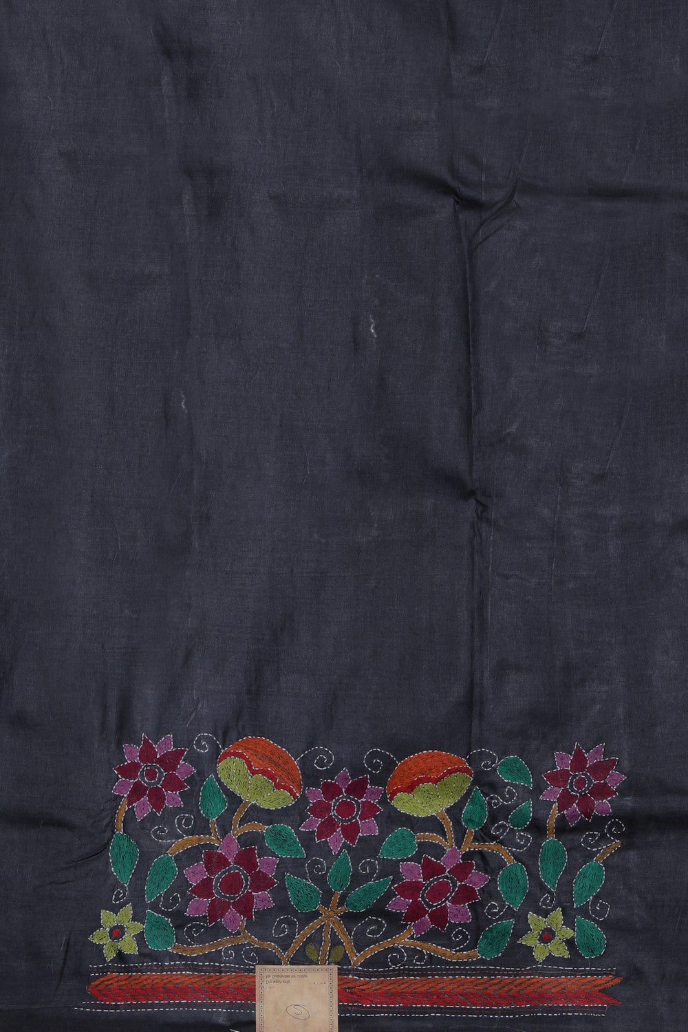 Image of Tussar Silk Kantha Embroidery Saree