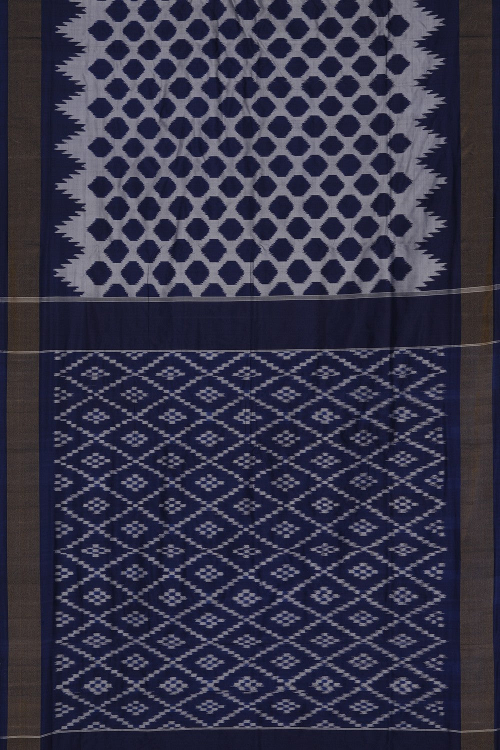 Image of Pochampally Ikat Silk Navy Blue Saree