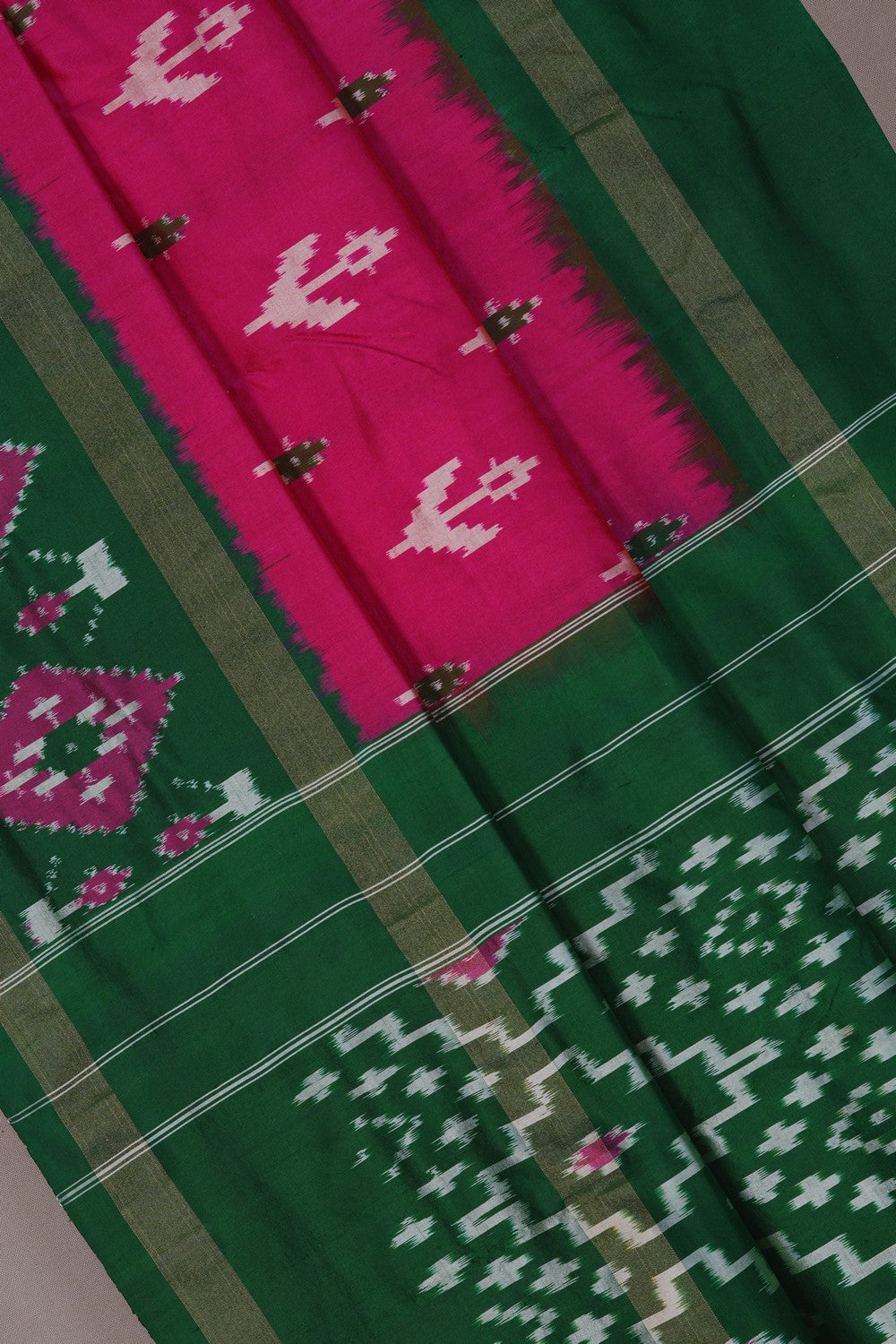 Image of Pochampally Ikat Silk Pink Saree
