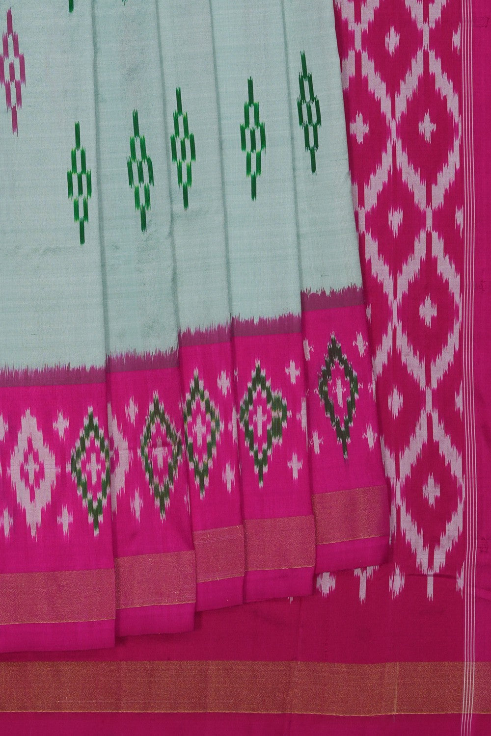 Image of Pochampally Ikat Silk Light Green Saree