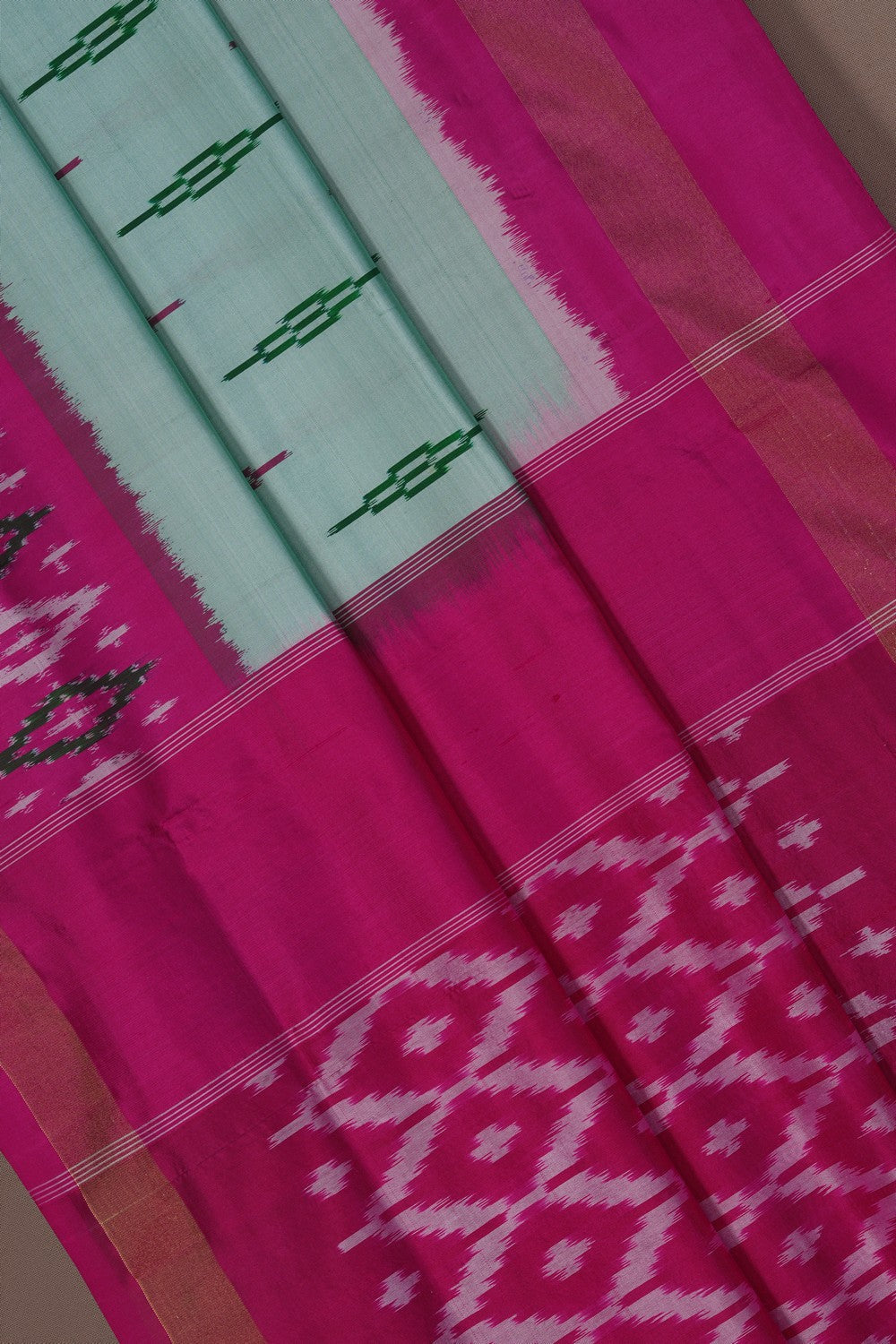 Image of Pochampally Ikat Silk Light Green Saree