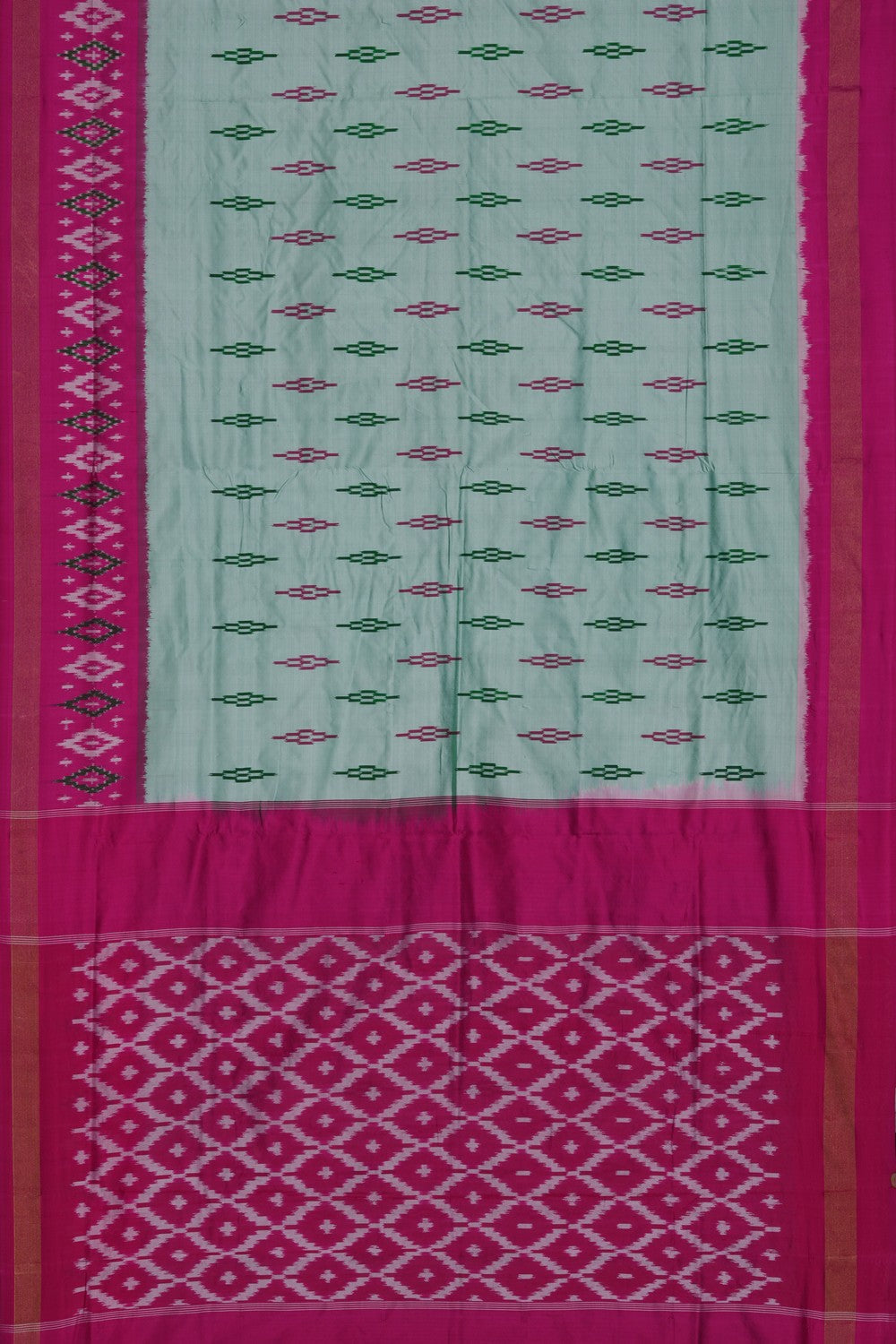 Image of Pochampally Ikat Silk Light Green Saree