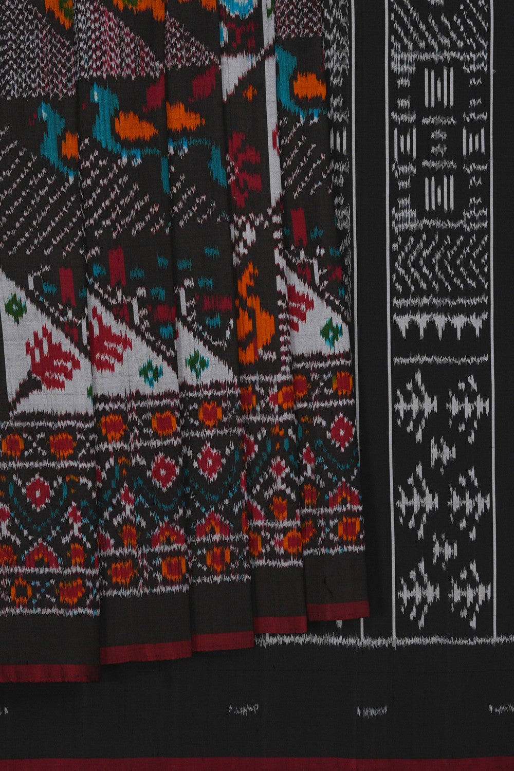 Image of Pochampally Ikat Silk Black Saree