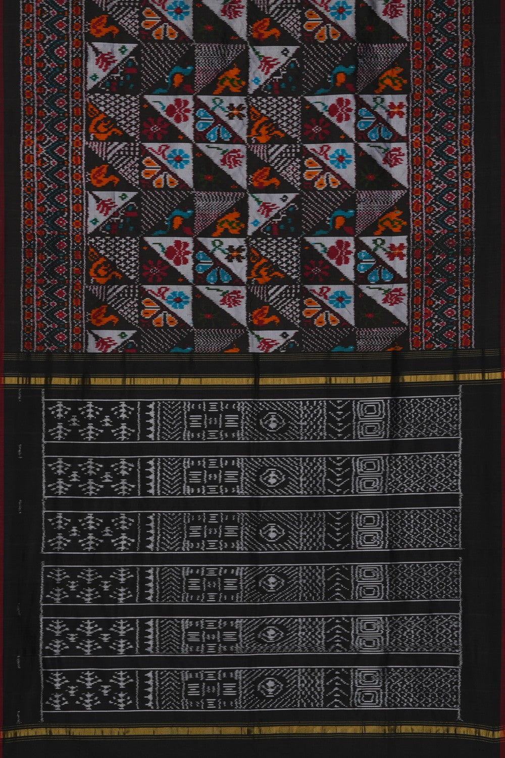 Image of Pochampally Ikat Silk Black Saree