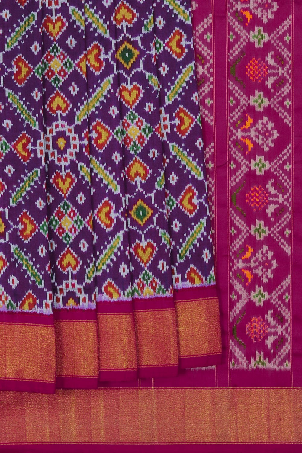 Image of Pochampally Ikat Silk Purple Saree