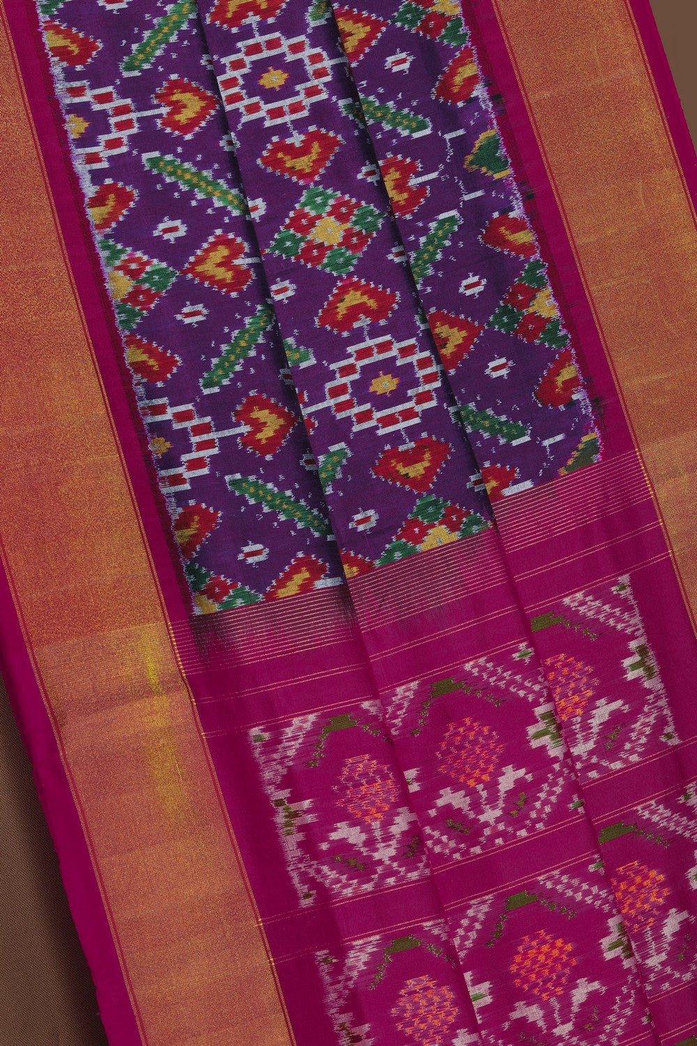 Image of Pochampally Ikat Silk Purple Saree